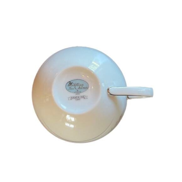 Mikasa Fine China Jyoto Japan Grace-ine Teacup Only Silver Trim Wheat 8203 EUC - Picture 2 of 3